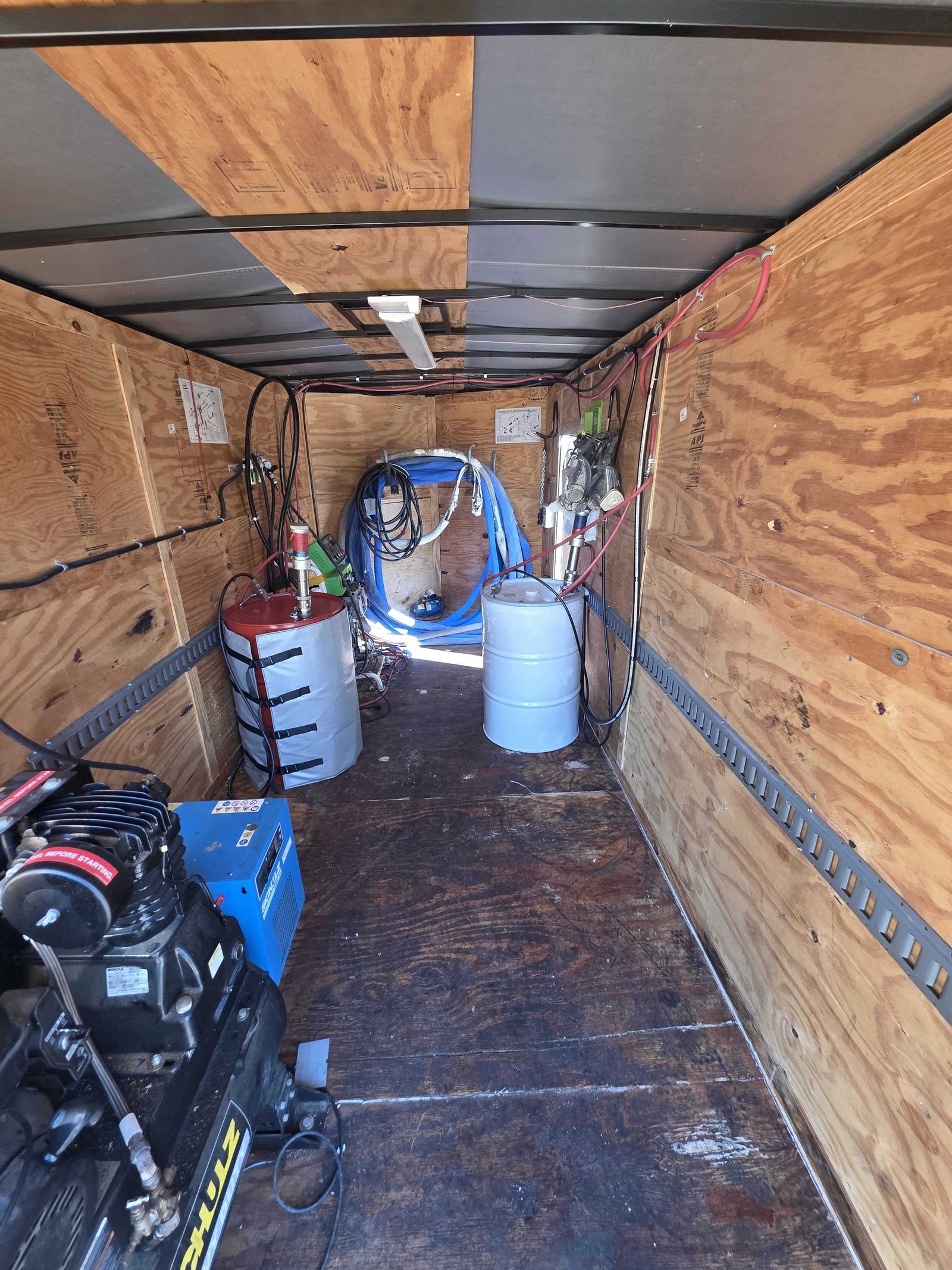 Framing and wiring finished, the next step is spray foam insulation.
